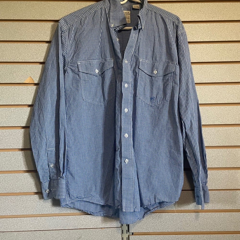 Roper Western Shirt Gingham Check Button‎ Up Long Sleeve Cowboy Small